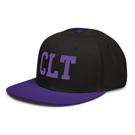 College-Style Wool-Blend Snapback Hat • Purple • CLT Charlotte • YHM Designs - Image 01