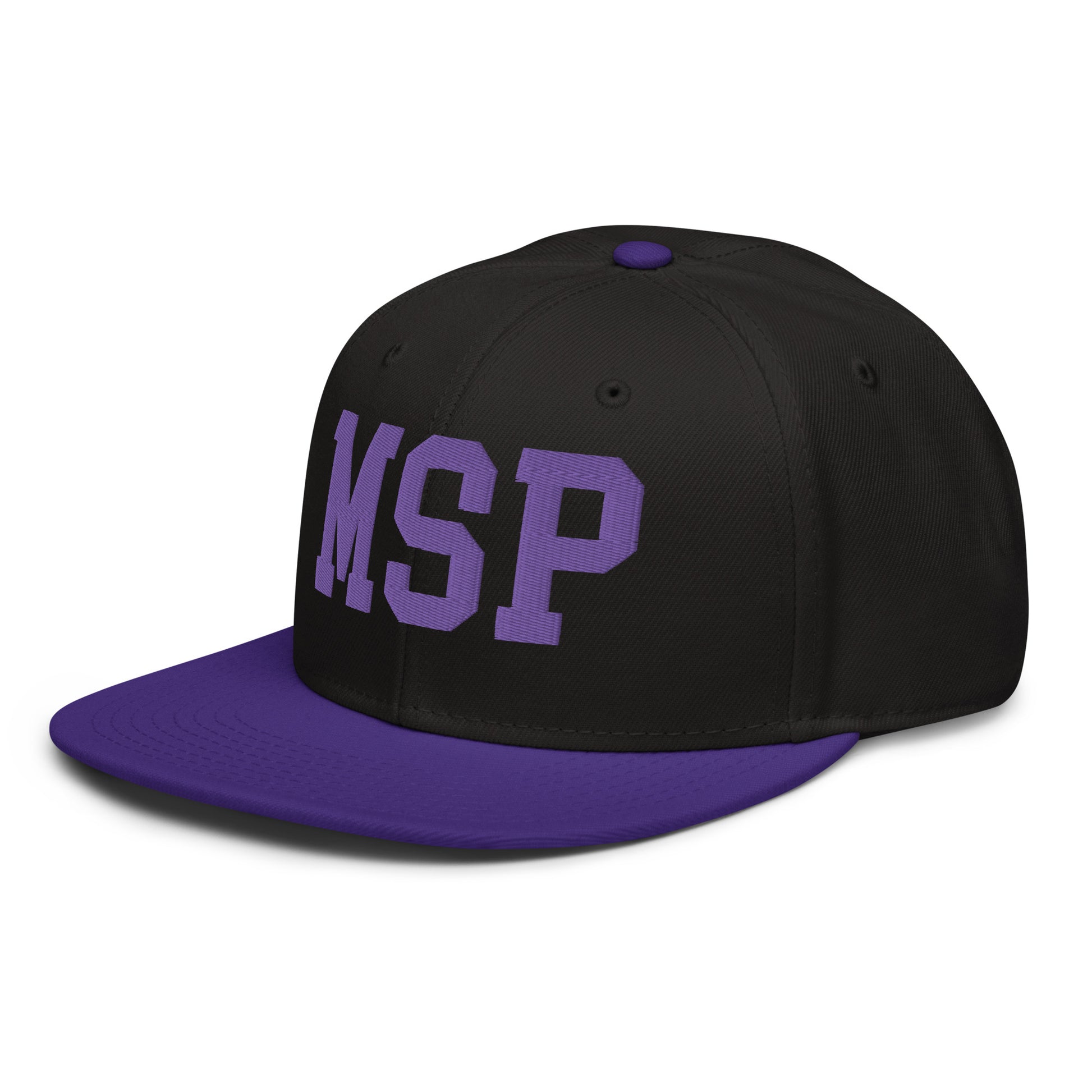 College-Style Wool-Blend Snapback Hat • Purple • MSP Minneapolis • YHM Designs - Image 01