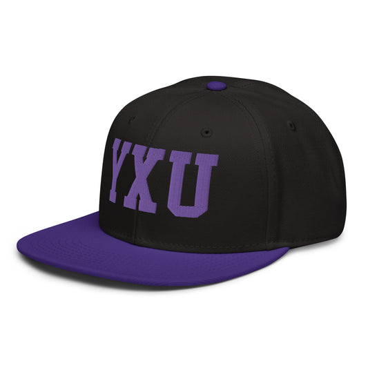 College-Style Wool-Blend Snapback Hat • Purple • YXU London • YHM Designs - Image 01