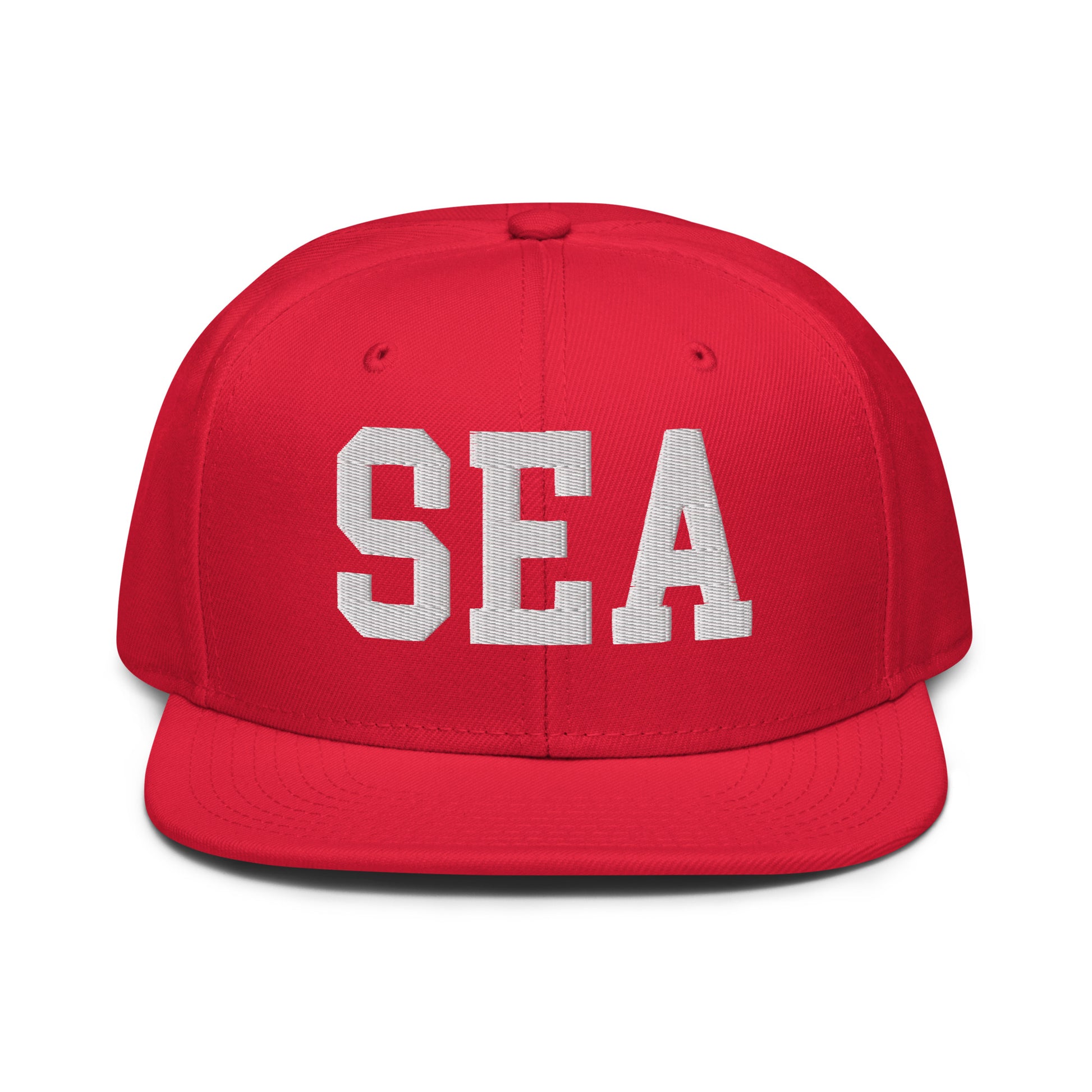 College-Style Wool-Blend Snapback Hat • White • SEA Seattle • YHM Designs - Image 14