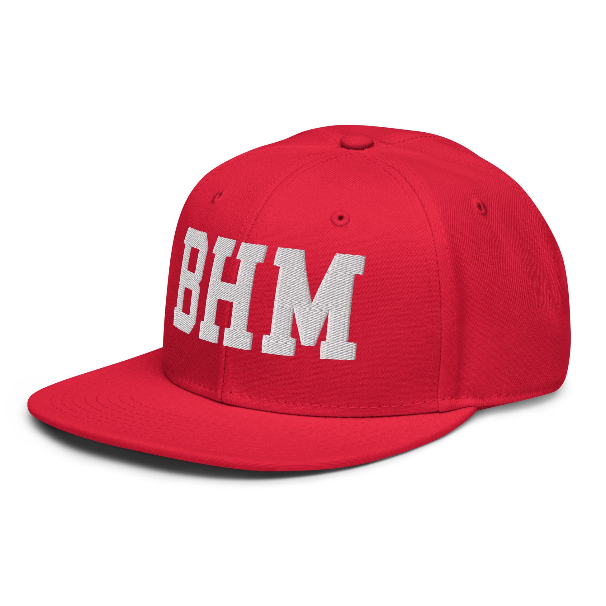 College-Style Wool-Blend Snapback Hat • White • BHM Birmingham • YHM Designs - Image 16