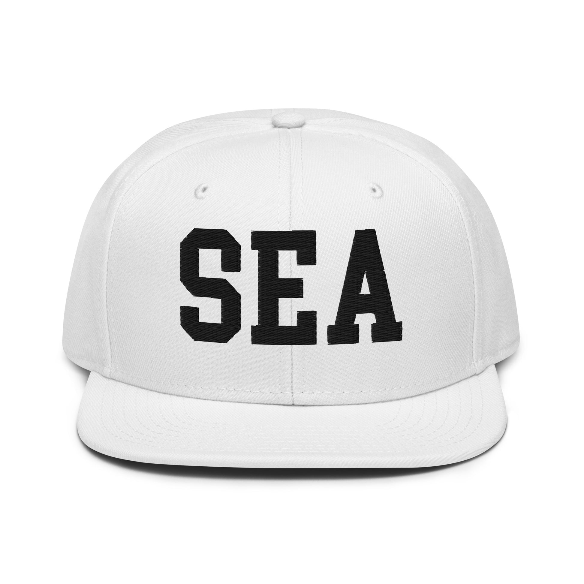 College-Style Wool-Blend Snapback Hat • Black • SEA Seattle • YHM Designs - Image 26