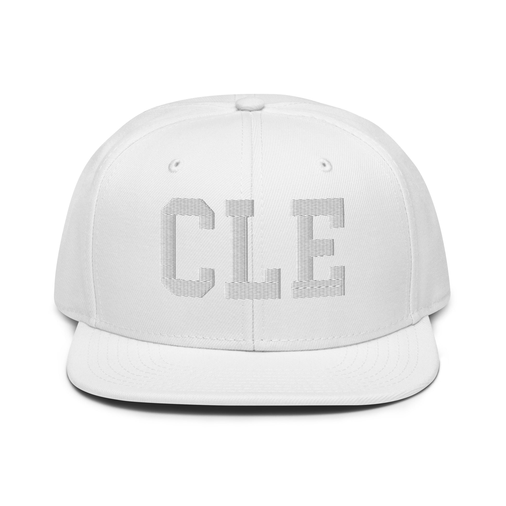 College-Style Wool-Blend Snapback Hat • White • CLE Cleveland • YHM Designs - Image 22