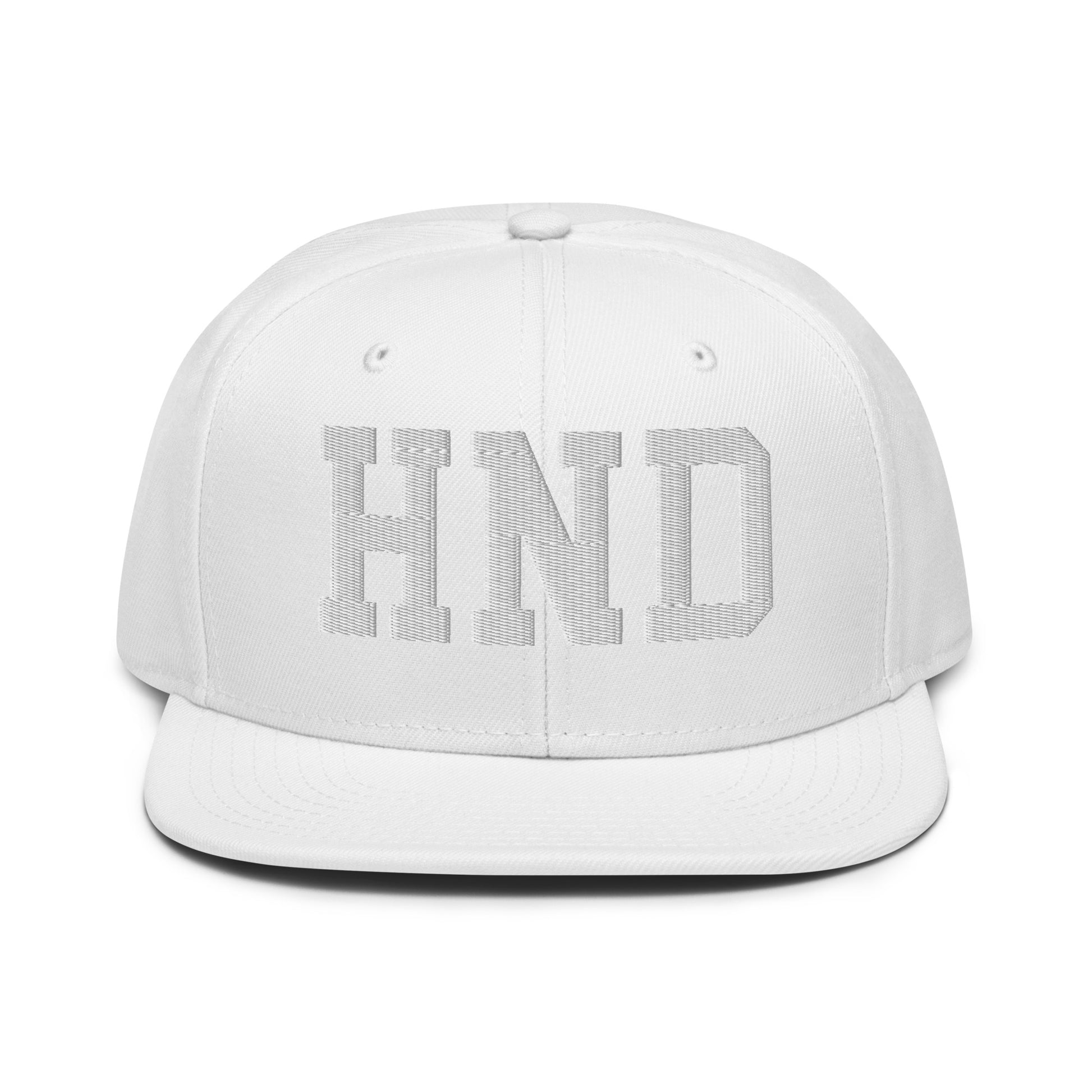 College-Style Wool-Blend Snapback Hat • White • HND Tokyo • YHM Designs - Image 22