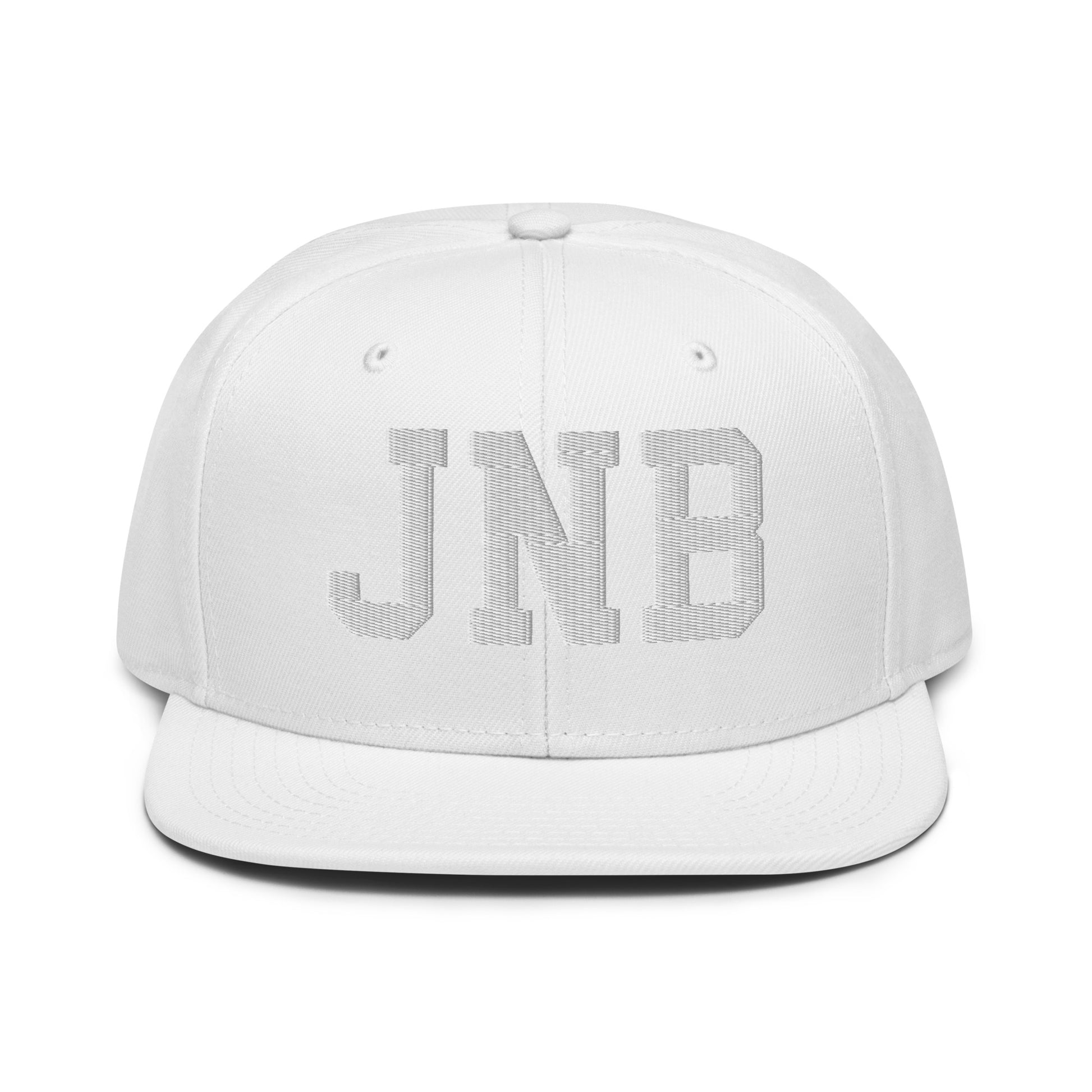 College-Style Wool-Blend Snapback Hat • White • JNB Johannesburg • YHM Designs - Image 22