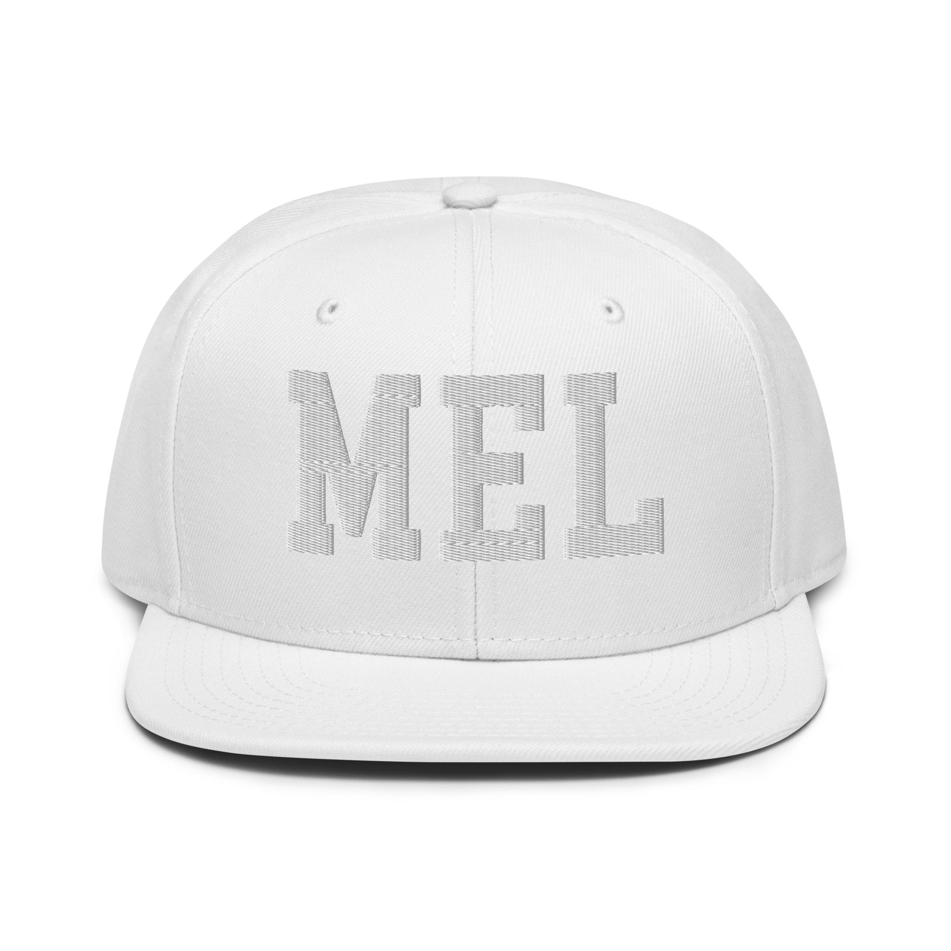 College-Style Wool-Blend Snapback Hat • White • MEL Melbourne • YHM Designs - Image 22