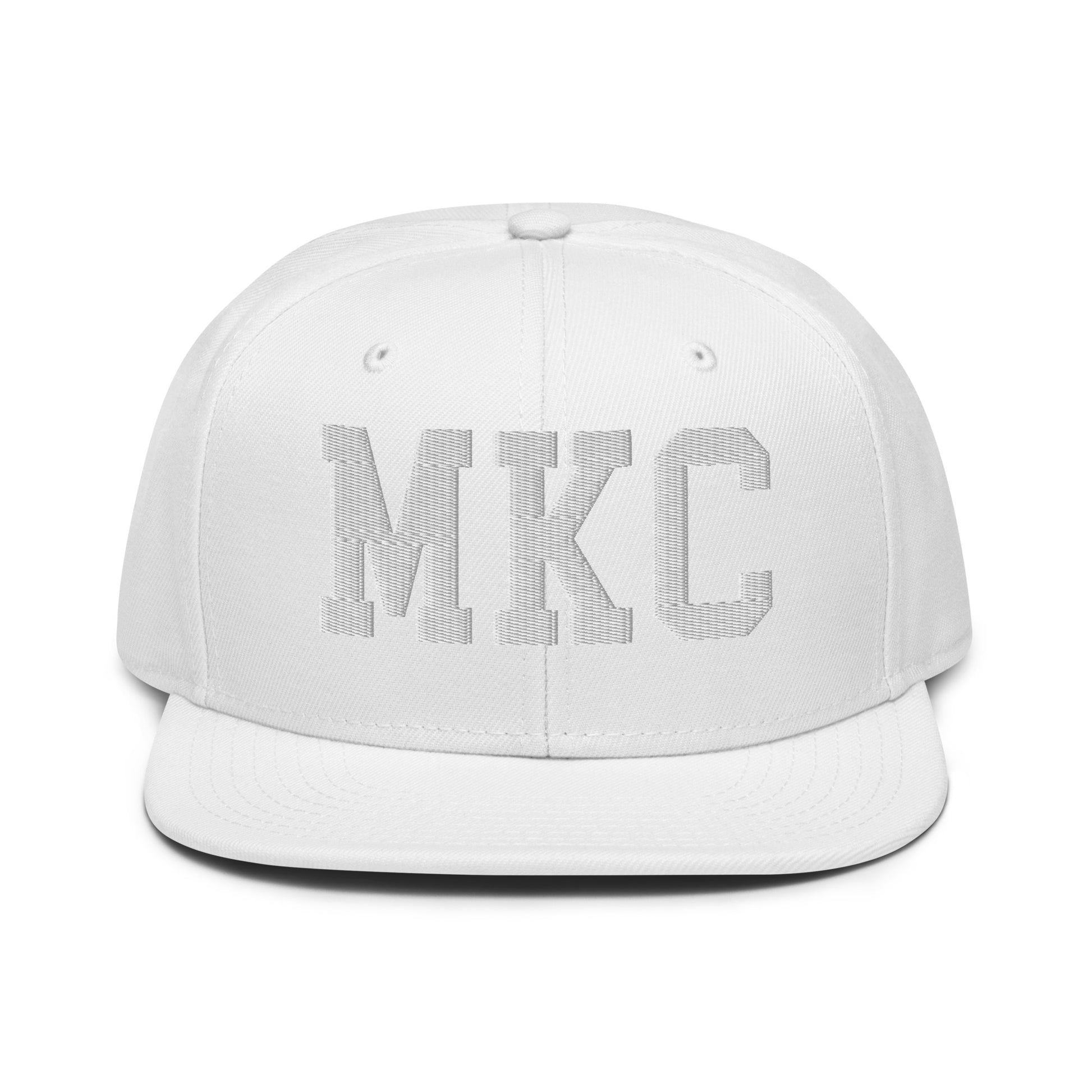 College-Style Wool-Blend Snapback Hat • White • MKC Kansas City • YHM Designs - Image 22