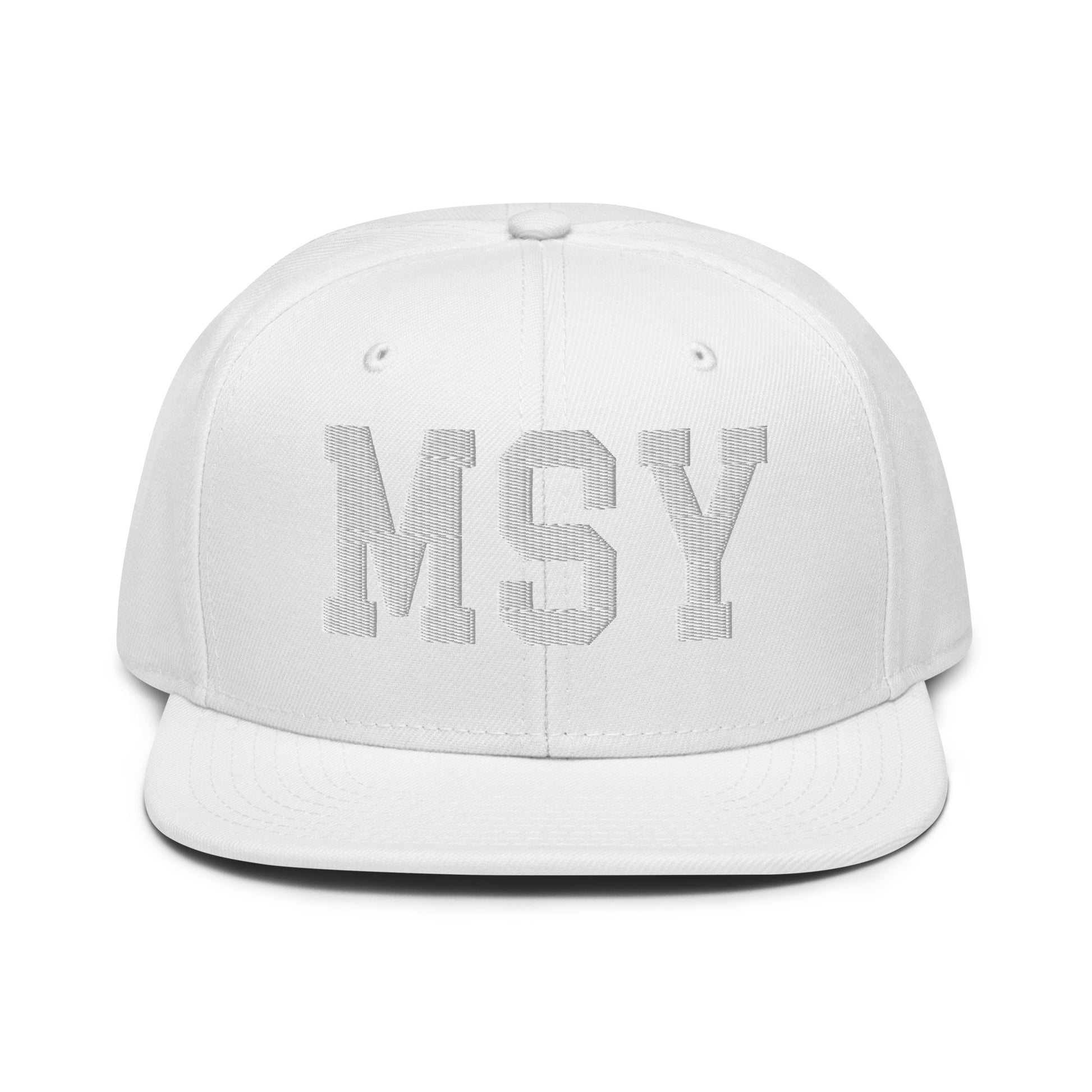 College-Style Wool-Blend Snapback Hat • White • MSY New Orleans • YHM Designs - Image 22