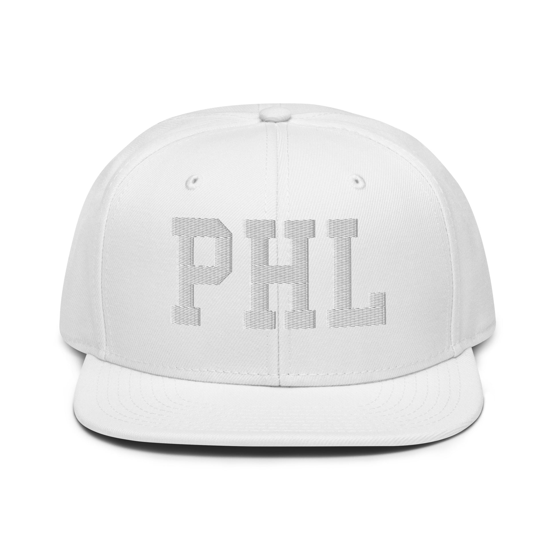 College-Style Wool-Blend Snapback Hat • White • PHL Philadelphia • YHM Designs - Image 22