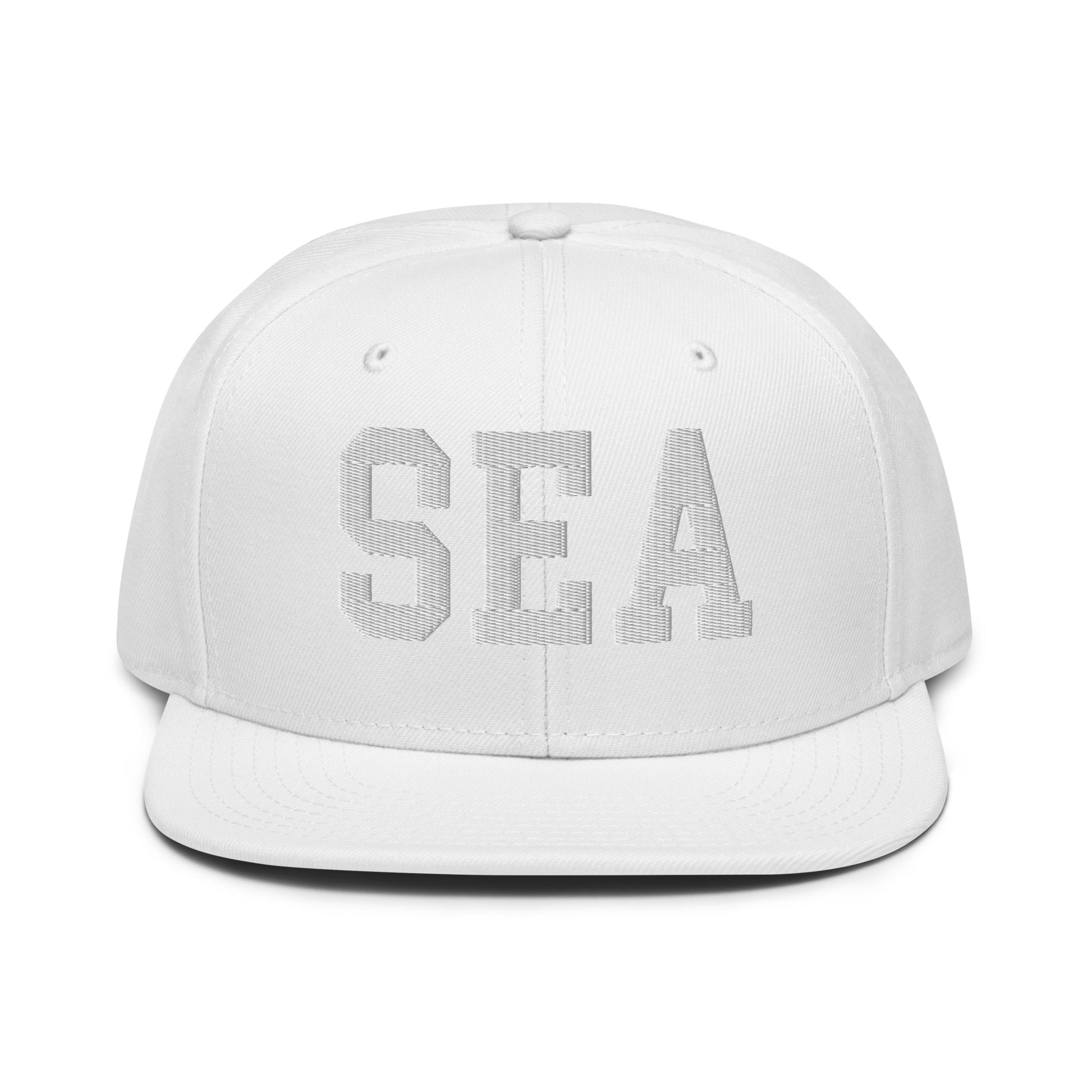College-Style Wool-Blend Snapback Hat • White • SEA Seattle • YHM Designs - Image 22