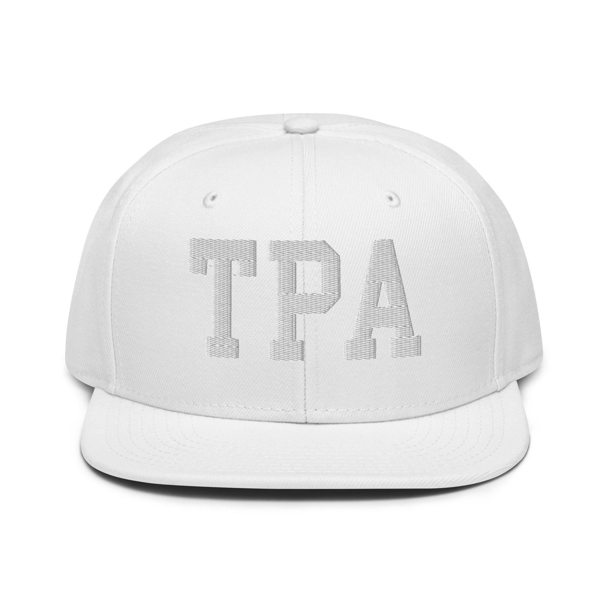 College-Style Wool-Blend Snapback Hat • White • TPA Tampa • YHM Designs - Image 22