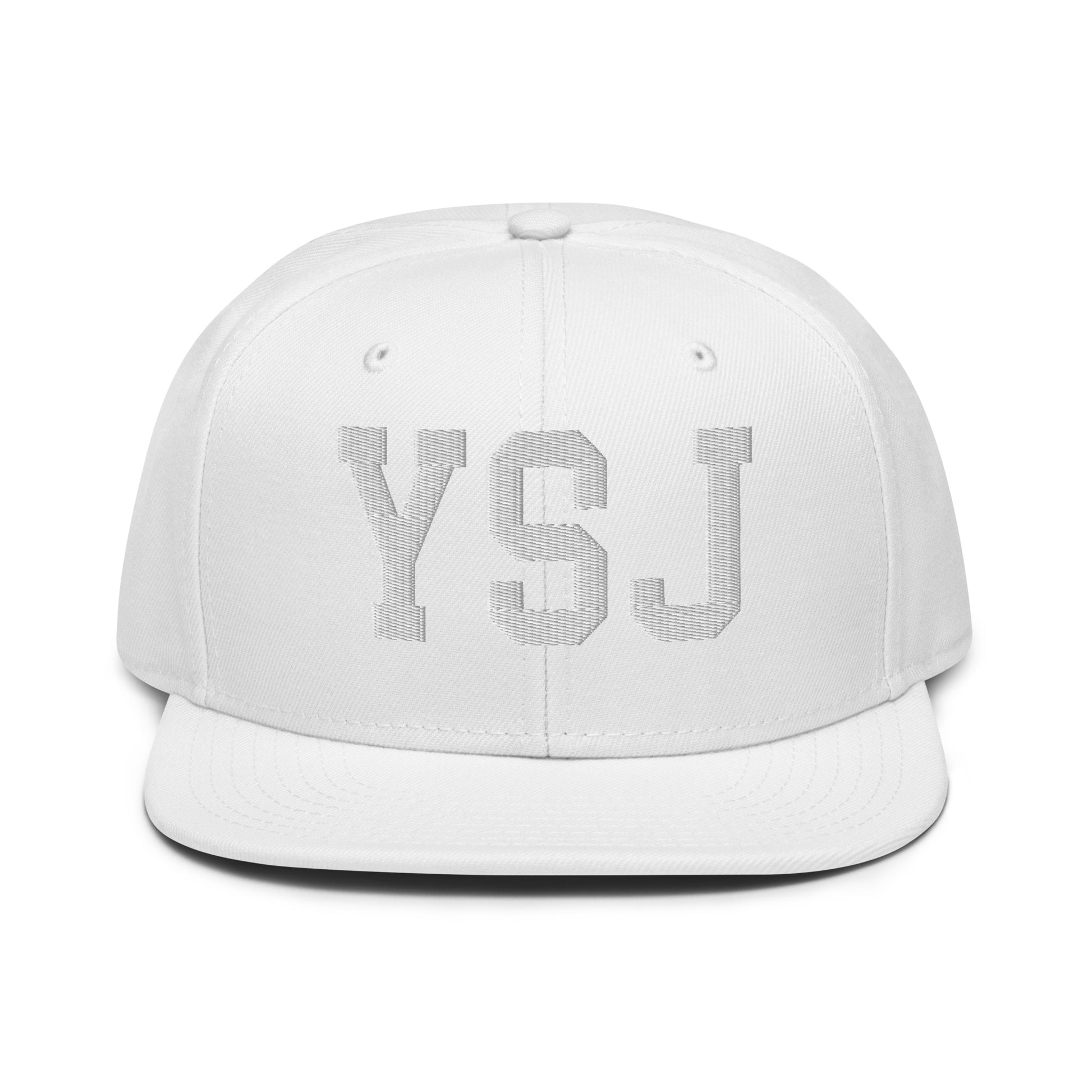 College-Style Wool-Blend Snapback Hat • White • YSJ Saint John • YHM Designs - Image 22