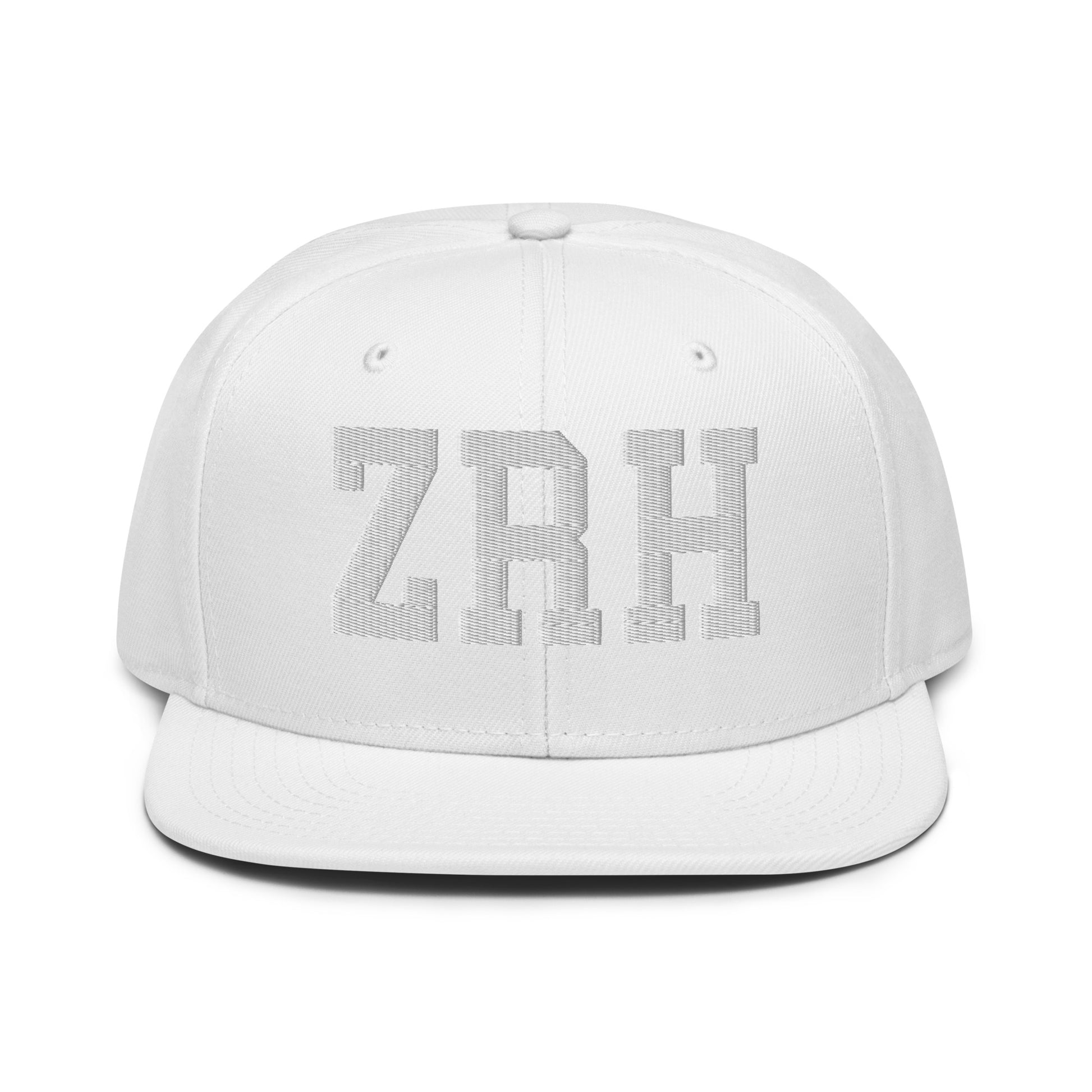 College-Style Wool-Blend Snapback Hat • White • ZRH Zurich • YHM Designs - Image 22