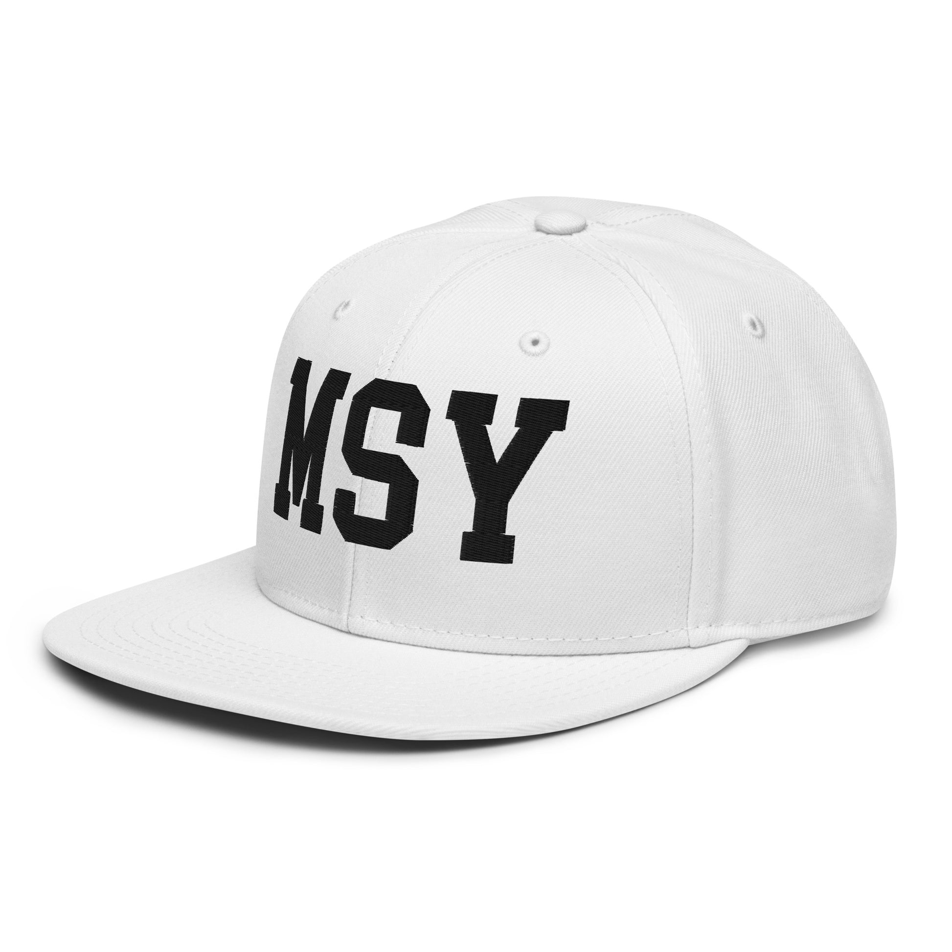 College-Style Wool-Blend Snapback Hat • Black • MSY New Orleans • YHM Designs - Image 28