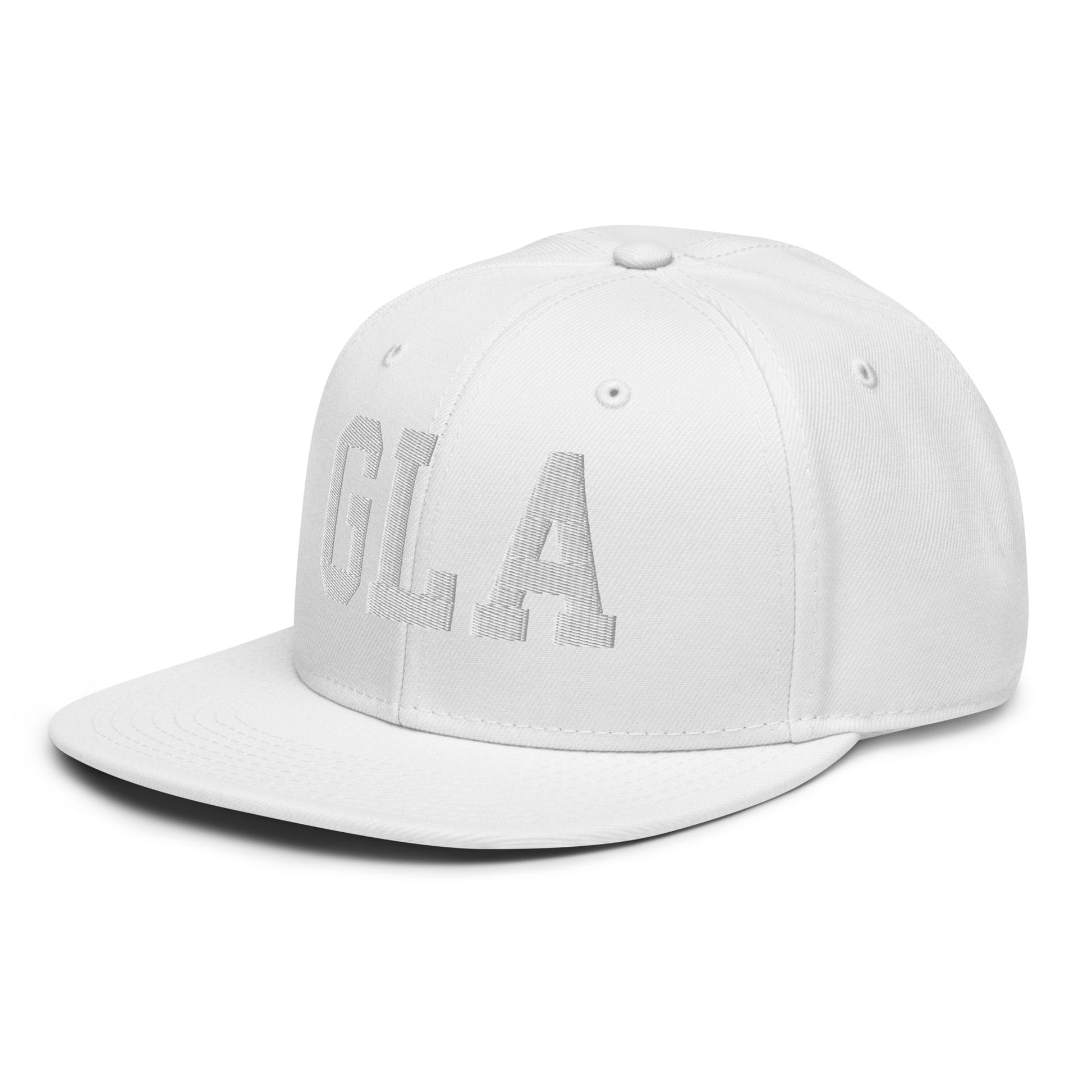 College-Style Wool-Blend Snapback Hat • White • GLA Glasgow • YHM Designs - Image 24