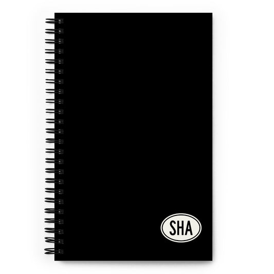 Unique Travel Gift Spiral Notebook - White Oval • SHA Shanghai • YHM Designs - Image 01