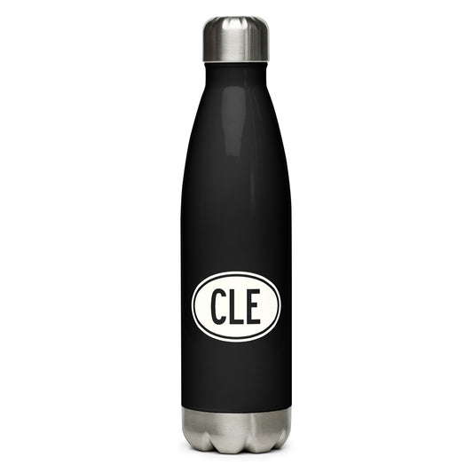Unique Travel Gift Water Bottle - White Oval • CLE Cleveland • YHM Designs - Image 01