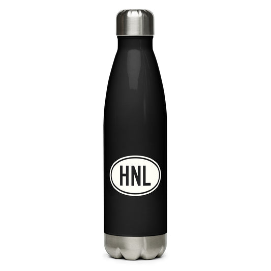 Unique Travel Gift Water Bottle - White Oval • HNL Honolulu • YHM Designs - Image 01
