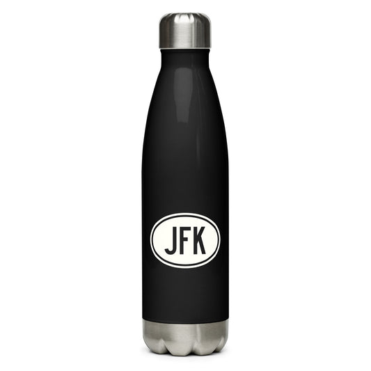 Unique Travel Gift Water Bottle - White Oval • JFK New York City • YHM Designs - Image 01