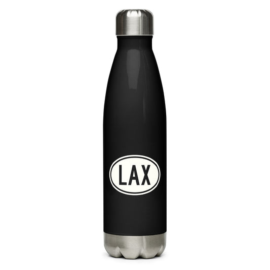 Unique Travel Gift Water Bottle - White Oval • LAX Los Angeles • YHM Designs - Image 01