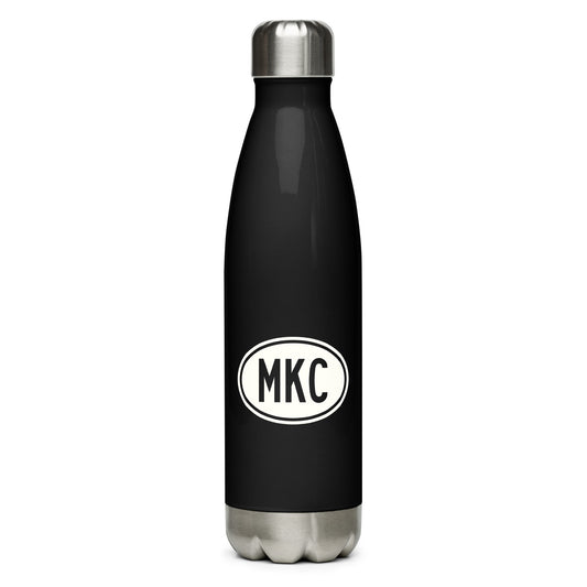 Unique Travel Gift Water Bottle - White Oval • MKC Kansas City • YHM Designs - Image 01