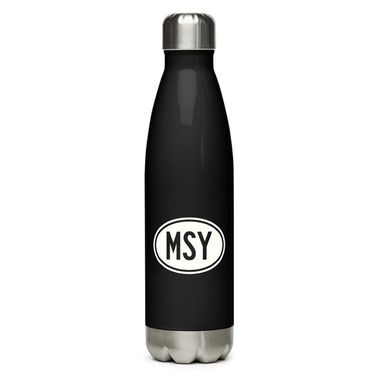 Unique Travel Gift Water Bottle - White Oval • MSY New Orleans • YHM Designs - Image 01