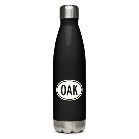 Unique Travel Gift Water Bottle - White Oval • OAK Oakland • YHM Designs - Image 01