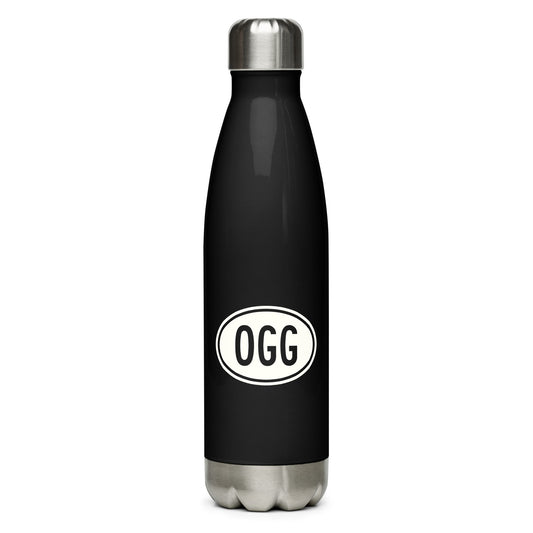 Unique Travel Gift Water Bottle - White Oval • OGG Maui • YHM Designs - Image 01