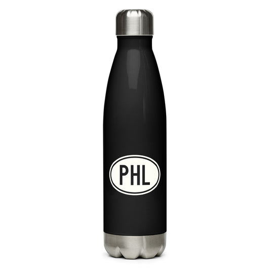 Unique Travel Gift Water Bottle - White Oval • PHL Philadelphia • YHM Designs - Image 01