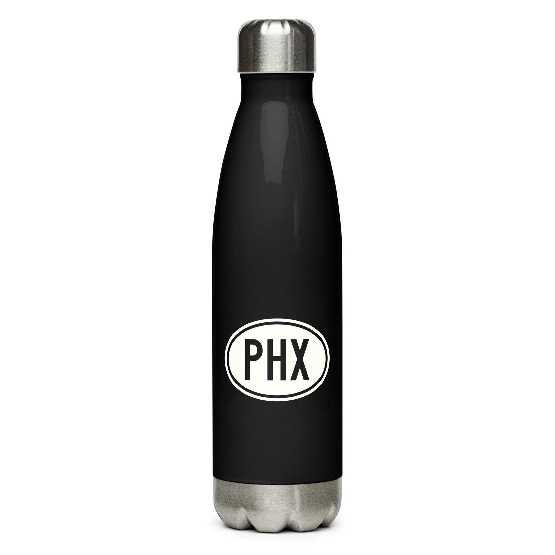 Unique Travel Gift Water Bottle - White Oval • PHX Phoenix • YHM Designs - Image 01