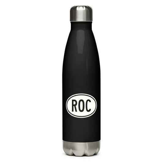 Unique Travel Gift Water Bottle - White Oval • ROC Rochester • YHM Designs - Image 01