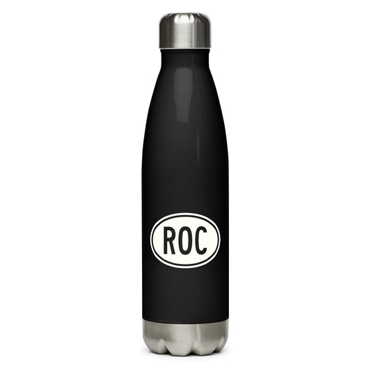 Unique Travel Gift Water Bottle - White Oval • ROC Rochester Souvenir • YHM Designs - Image 01