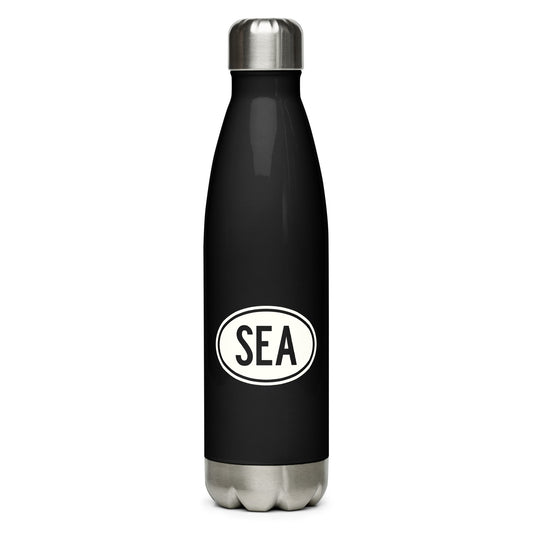 Unique Travel Gift Water Bottle - White Oval • SEA Seattle • YHM Designs - Image 01