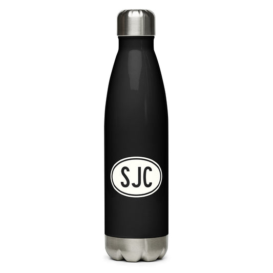 Unique Travel Gift Water Bottle - White Oval • SJC San Jose • YHM Designs - Image 01