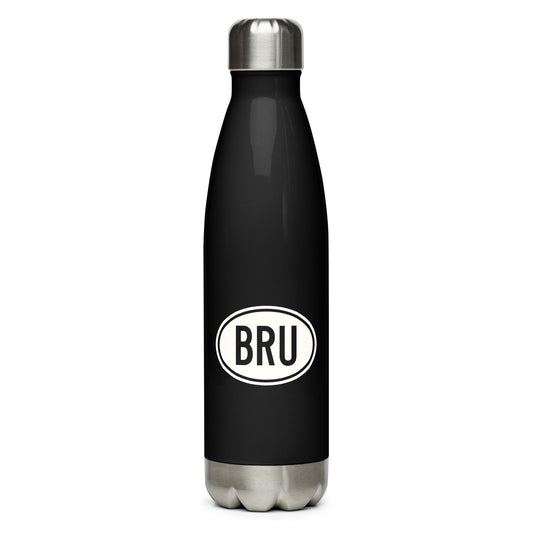 Unique Travel Gift Water Bottle - White Oval • BRU Brussels • YHM Designs - Image 01