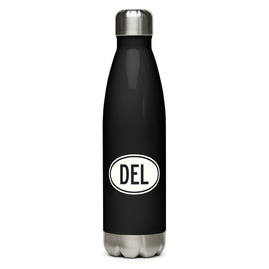 Unique Travel Gift Water Bottle - White Oval • DEL Delhi Souvenir • YHM Designs - Image 01