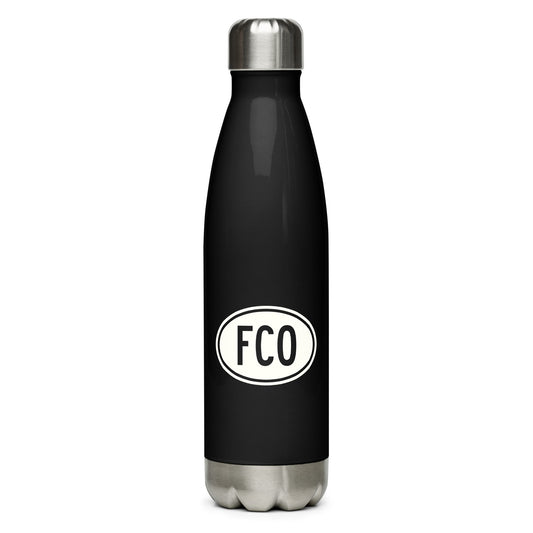 Unique Travel Gift Water Bottle - White Oval • FCO Rome • YHM Designs - Image 01