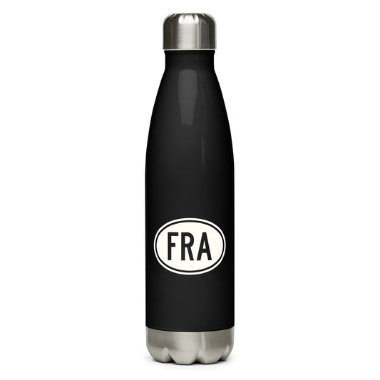 Unique Travel Gift Water Bottle - White Oval • FRA Frankfurt • YHM Designs - Image 01