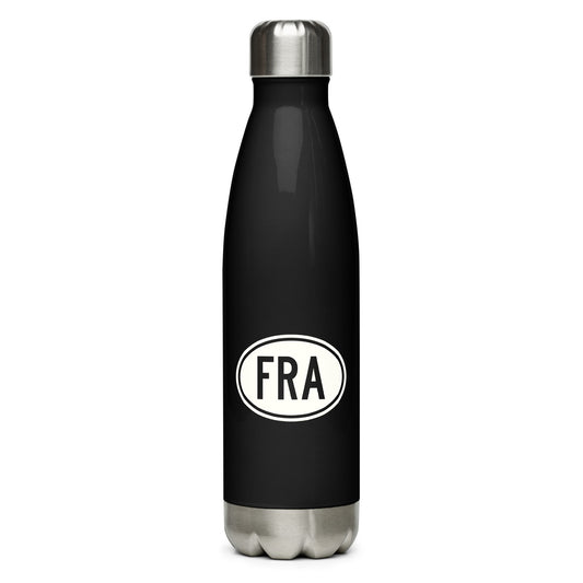 Unique Travel Gift Water Bottle - White Oval • FRA Frankfurt Souvenir • YHM Designs - Image 01