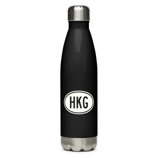 Unique Travel Gift Water Bottle - White Oval • HKG Hong Kong • YHM Designs - Image 01