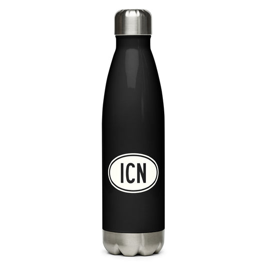 Unique Travel Gift Water Bottle - White Oval • ICN Seoul • YHM Designs - Image 01