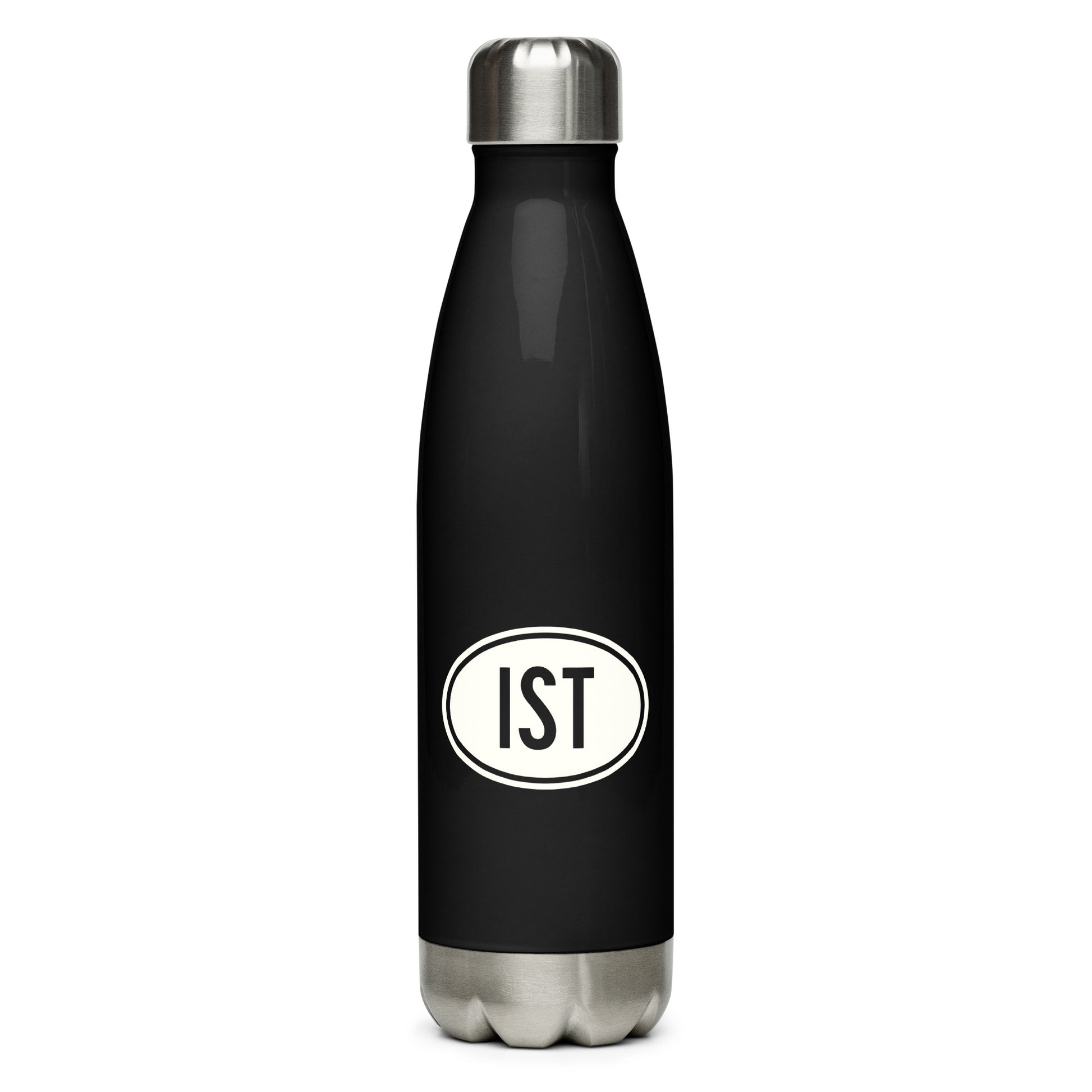 IST Istanbul Water Bottle • Black with Oval Car Sticker Design • YHM Designs - Image 01