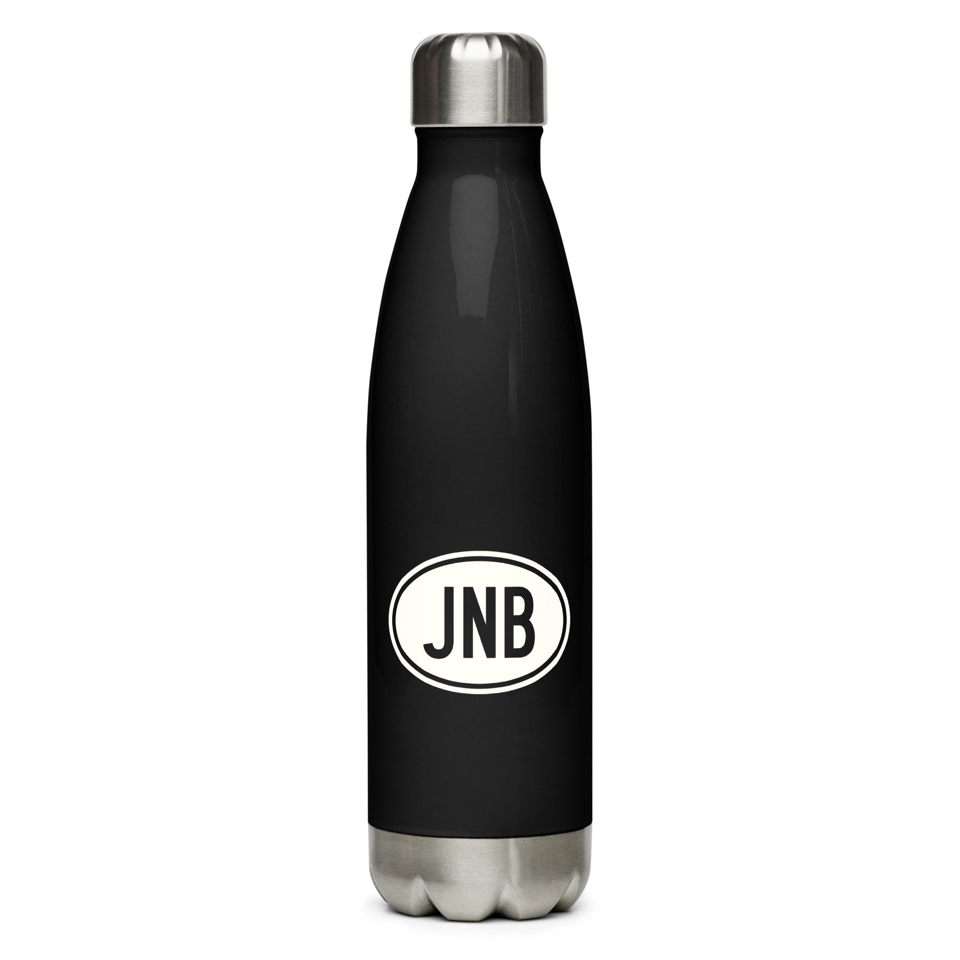 Unique Travel Gift Water Bottle - White Oval • JNB Johannesburg • YHM Designs - Image 01