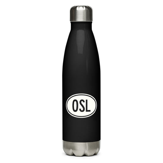 Unique Travel Gift Water Bottle - White Oval • OSL Oslo Souvenir • YHM Designs - Image 01