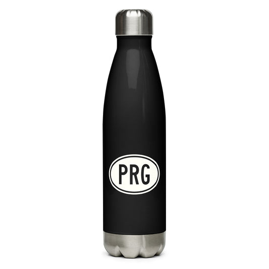 Unique Travel Gift Water Bottle - White Oval • PRG Prague Souvenir • YHM Designs - Image 01