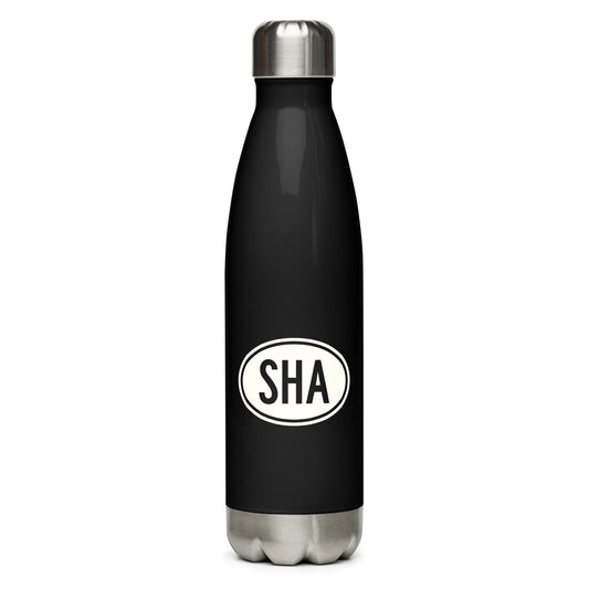 Unique Travel Gift Water Bottle - White Oval • SHA Shanghai • YHM Designs - Image 01