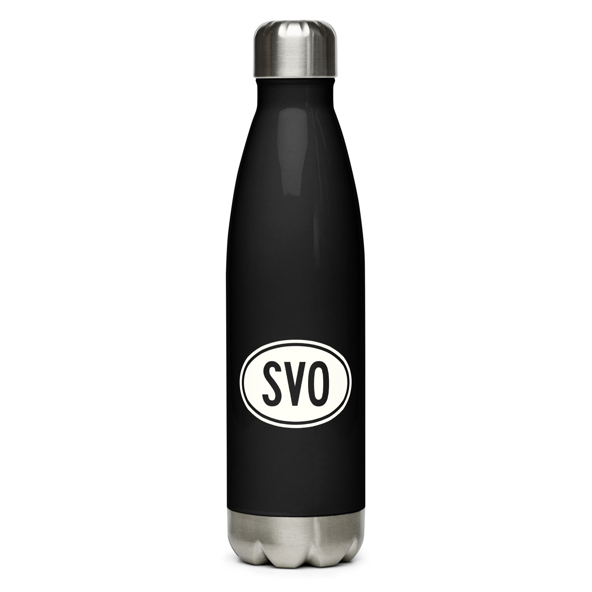 Unique Travel Gift Water Bottle - White Oval • SVO Moscow • YHM Designs - Image 01