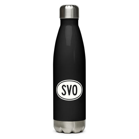 Unique Travel Gift Water Bottle - White Oval • SVO Moscow • YHM Designs - Image 01