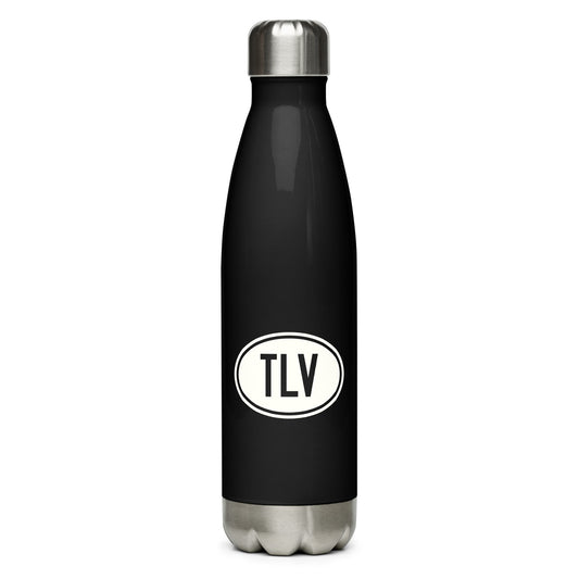 Unique Travel Gift Water Bottle - White Oval • TLV Tel Aviv • YHM Designs - Image 01