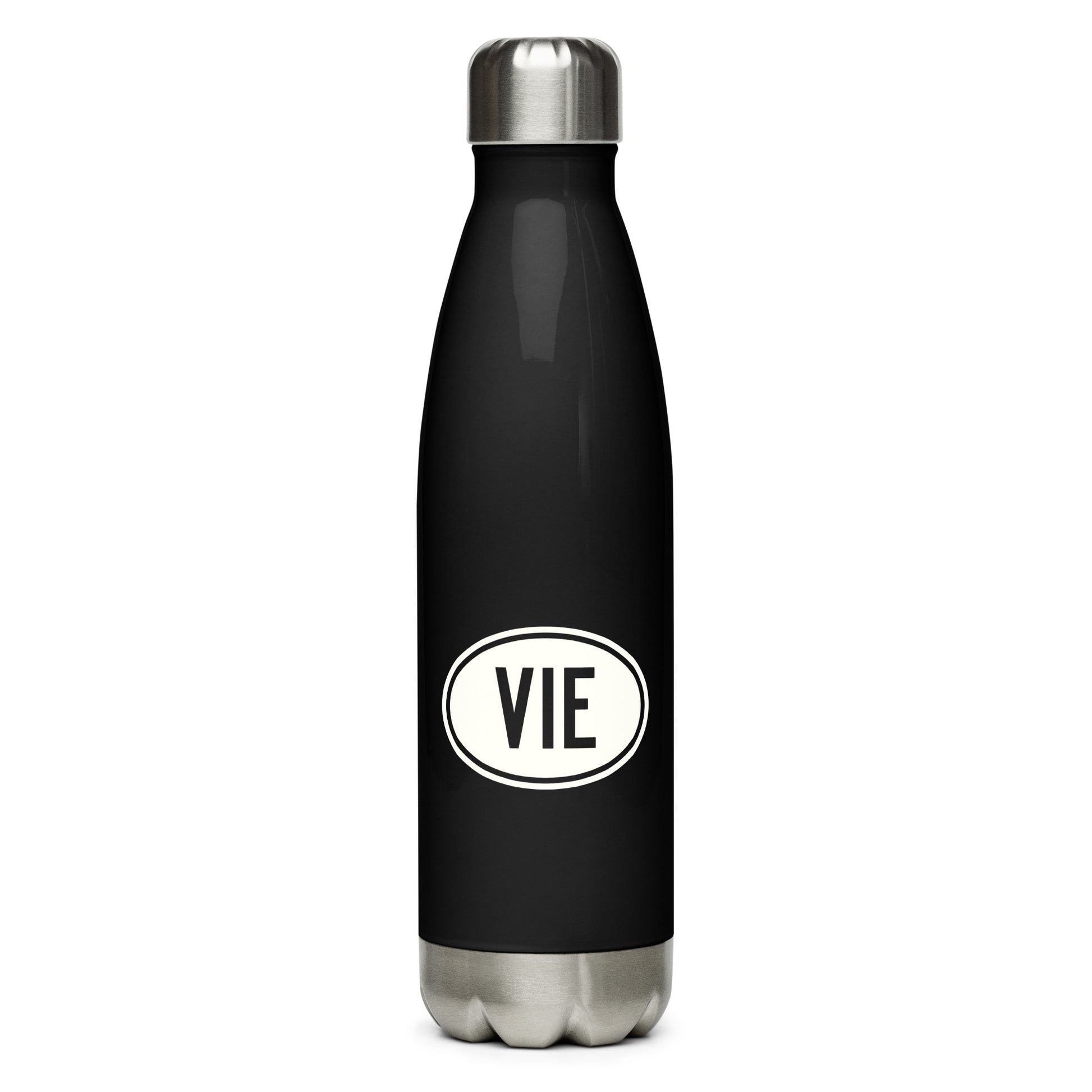Unique Travel Gift Water Bottle - White Oval • VIE Vienna • YHM Designs - Image 01